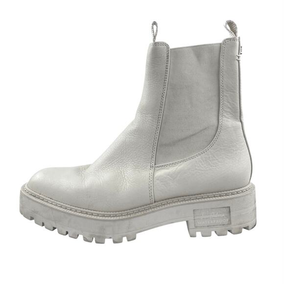 Sam Edelman Laguna Women's Gray Leather Round Toe Platform Chelsea Boots Sz 8.5 - Picture 1 of 5
